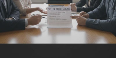 4 people sitting at a table for a Scottsdale home for sale closing with a paper saying Seller Concessions on it